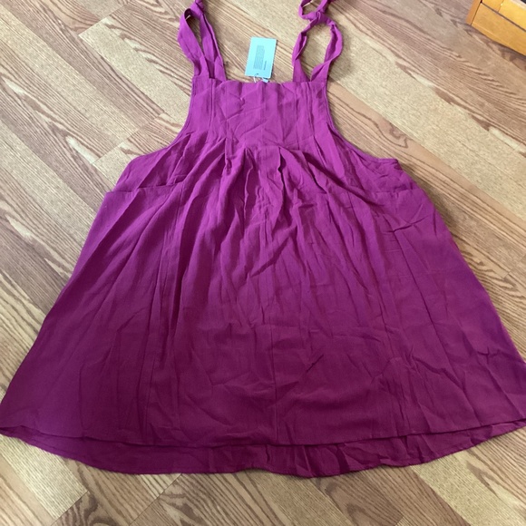 BloomChic Dresses & Skirts - BloomChic  Dark Mauve Pleated Tie Shoulder Overall Dress  1X (14~16)